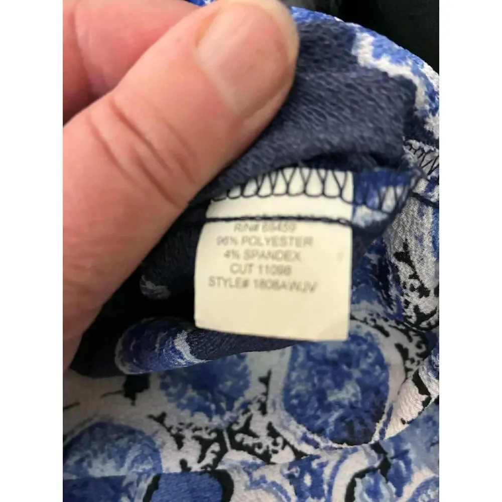 J Valdi Blue Medallion Print Tunic‎ Dress Women's Plus Size Boho Long Sleeve